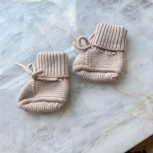 Cozy Knit Baby Booties - Cream